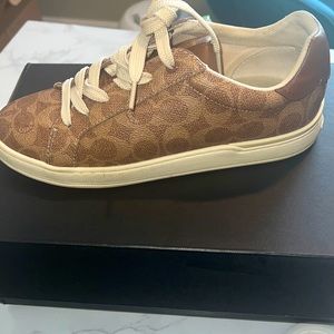 Gently Worn Coach Lowline C Logo Print Canvas Sneakers